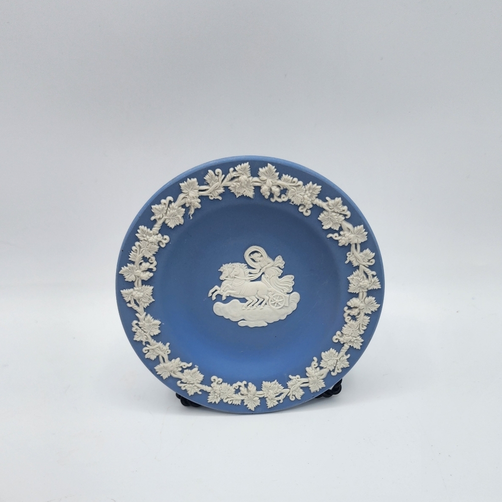 Vintage Blue Jasperware Winged Nike Trinket Dish by Wedgwood